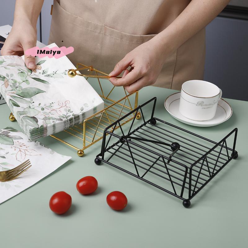 Rustic Metal Napkin Holder Square Paper Organizer for Kitchen Home Restaurant Cafes - Tabletop Decorative Napkin Holder