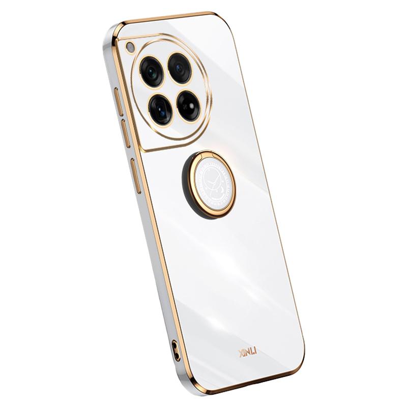 XINLI For OnePlus 12 5G Case Electroplaing TPU Cover with Ring Kickstand