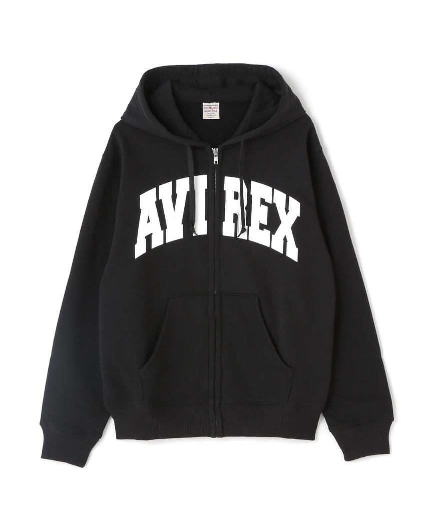 Avirex DAILY ZIP UP SWEAT PARKA LOGO Sweatshirt Hoodie with Logo L 010 Black / Zip-up / 783-3931007 Men's