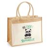 Beach Bag - PLANETEE - Jute with Raphaëlle Pas Touche Panda Pocket - Cotton - Multicolour - Panda Pattern