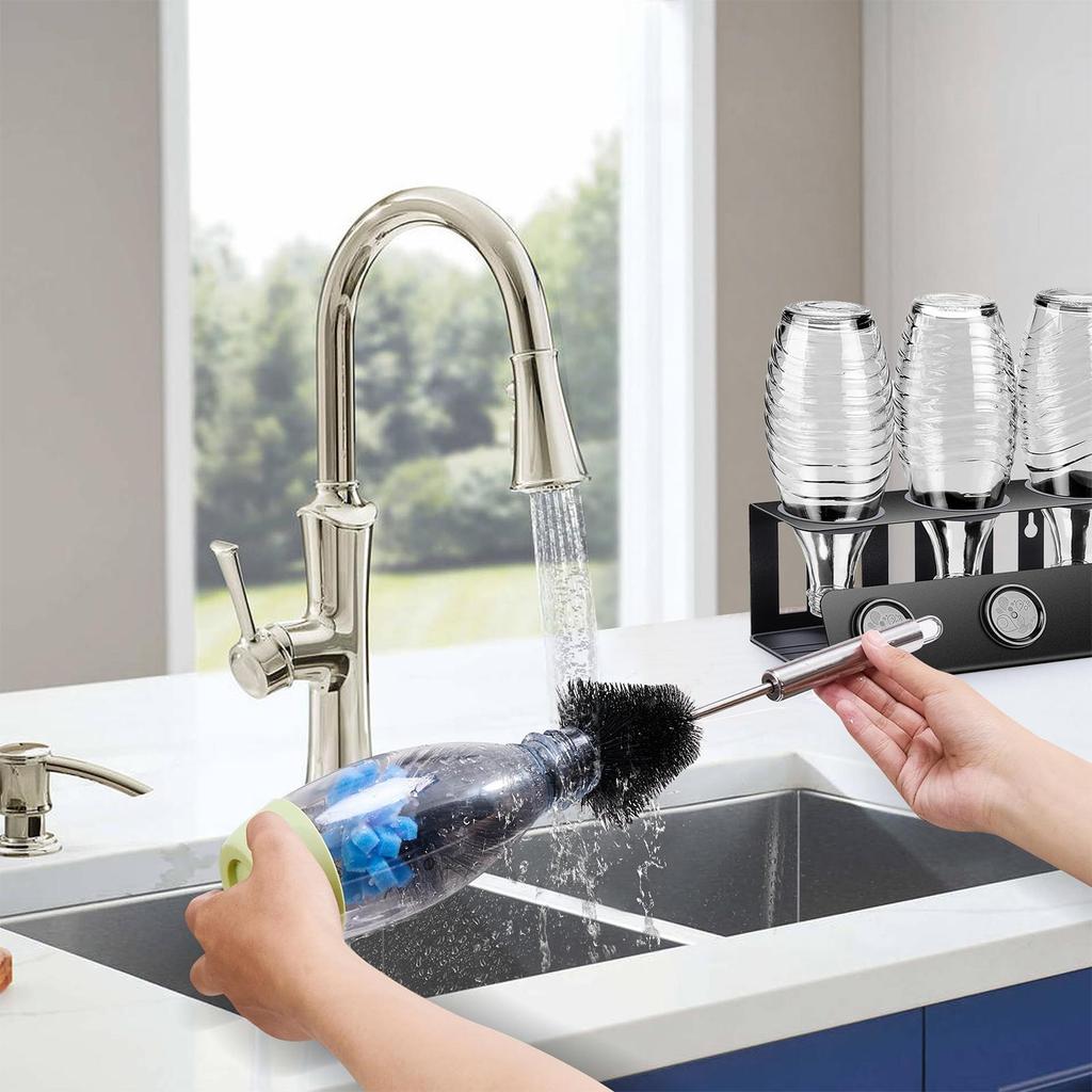 Bottle Cleaning Brush Stainless Steel Long Handle Bottle Brush Stainless Steel Scrubber Tool Reusable Washing Kitchen
