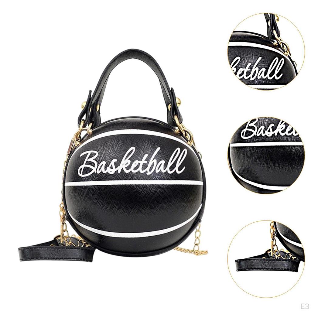 Basketball Shaped Crossbody Bag Clutch Zipper PU Shoulder for Vacation Phone