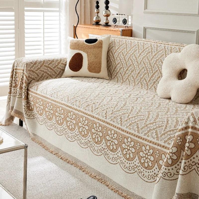 Cartoon Sofa Cover with Tassel, Double Use, Bed Blankets, Throw Blanket, Picnic Mat, Universal Decorative