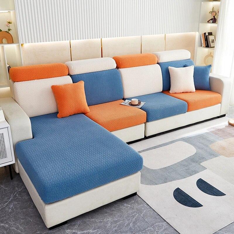 Fodera per cuscino per sedile per divano jacquard, rimovibile, per soggiorno, federa elastica per cuscino per animali domestici, per bambini, lavabile, per mobili