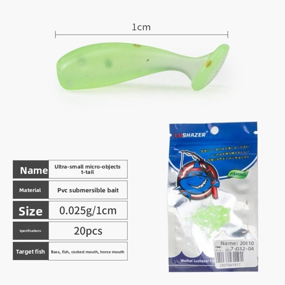 60pcs Professional Silicone Fishing Soft Lures T Tail Mix Colors Artificial Lures 1.0cm Minnow Lures Winter Fishing