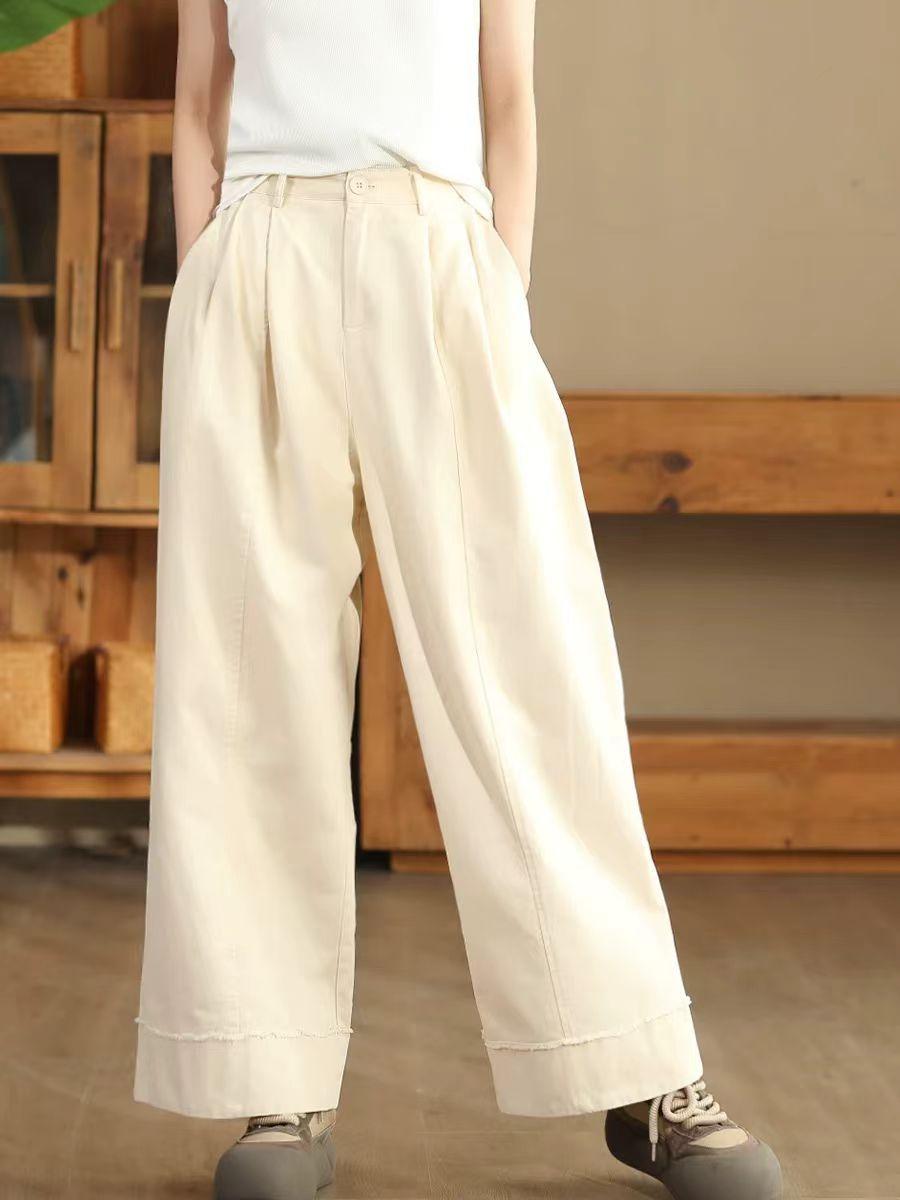 

Johnature Женские Зимние Нишевые Свободные Однотонные Свободные Брюки с Широкими Штанинами Брюки Ретро Повседневные Брюки для Личности L бежевый