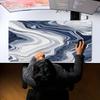 Large Black Marble Swirl XXL Mousepad Abstract Liquid Texture Deskmat Non-Slip Rubber Gaming Pc Keyboard Desk Gamer Mats
