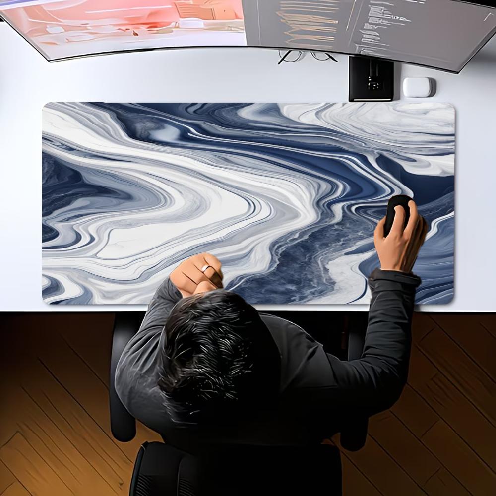 Large Black Marble Swirl XXL Mousepad Abstract Liquid Texture Deskmat Non-Slip Rubber Gaming Pc Keyboard Desk Gamer Mats