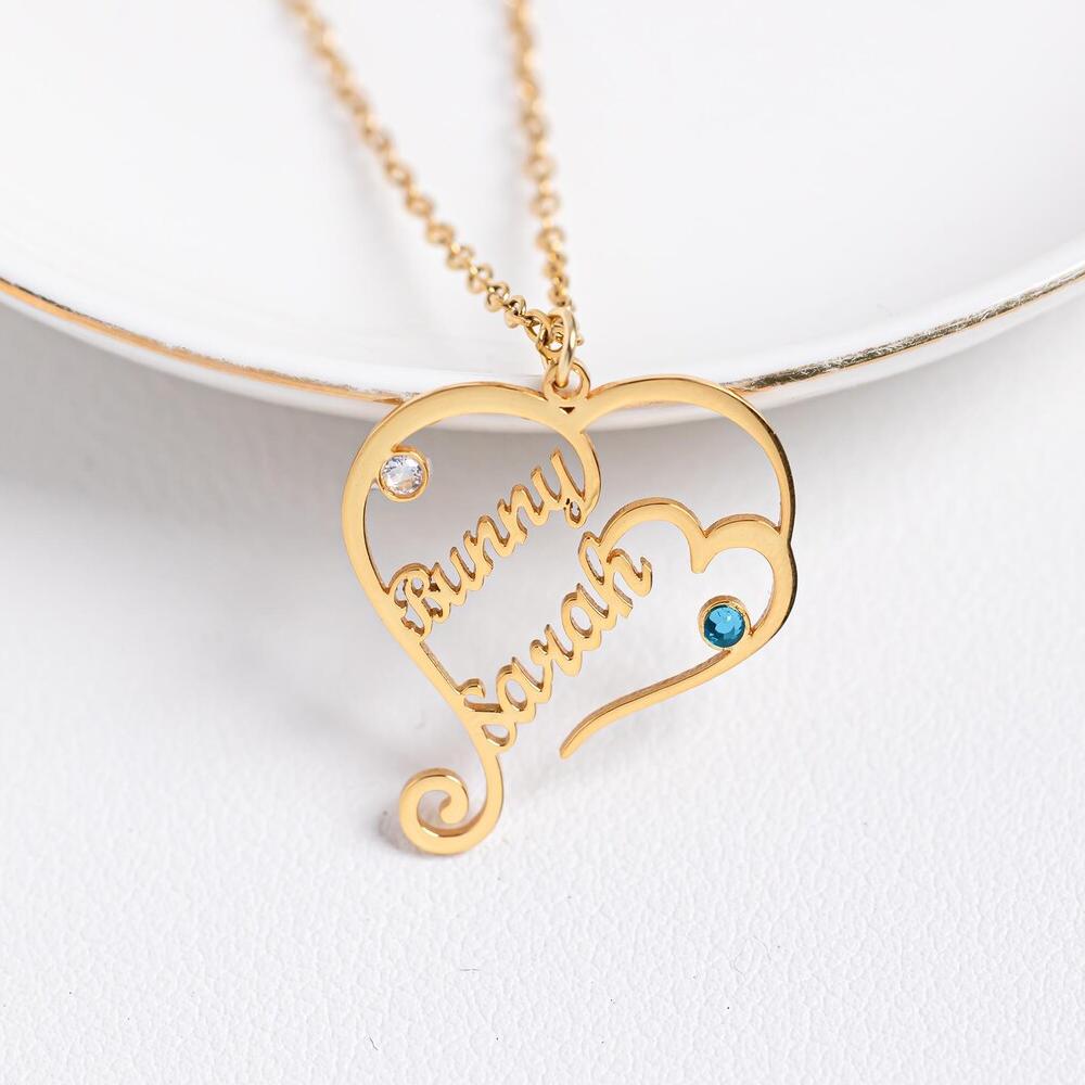 Atoztide Custom 2 Namen Ketting voor Vrouwen Gepersonaliseerde Roestvrij Staal Sieraden Moeder Kinderen Hartvormige Ketting Hanger Verjaardagscadeau