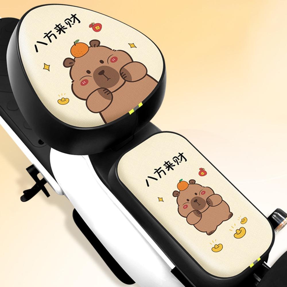 PU Electric Bicycle Seat Cover Cartoon Waterproof Motorcycle Cushion Cover Sun Protection Breathable Scooter Seat Protector