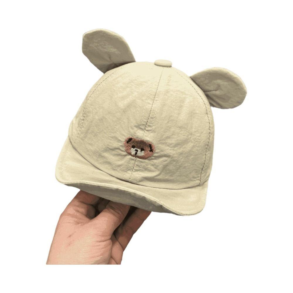 Little Bear Embroidery Kids Sun Hat Quick Drying Cartoon Bear Hat Duck Tongue Cap For Girls Boys