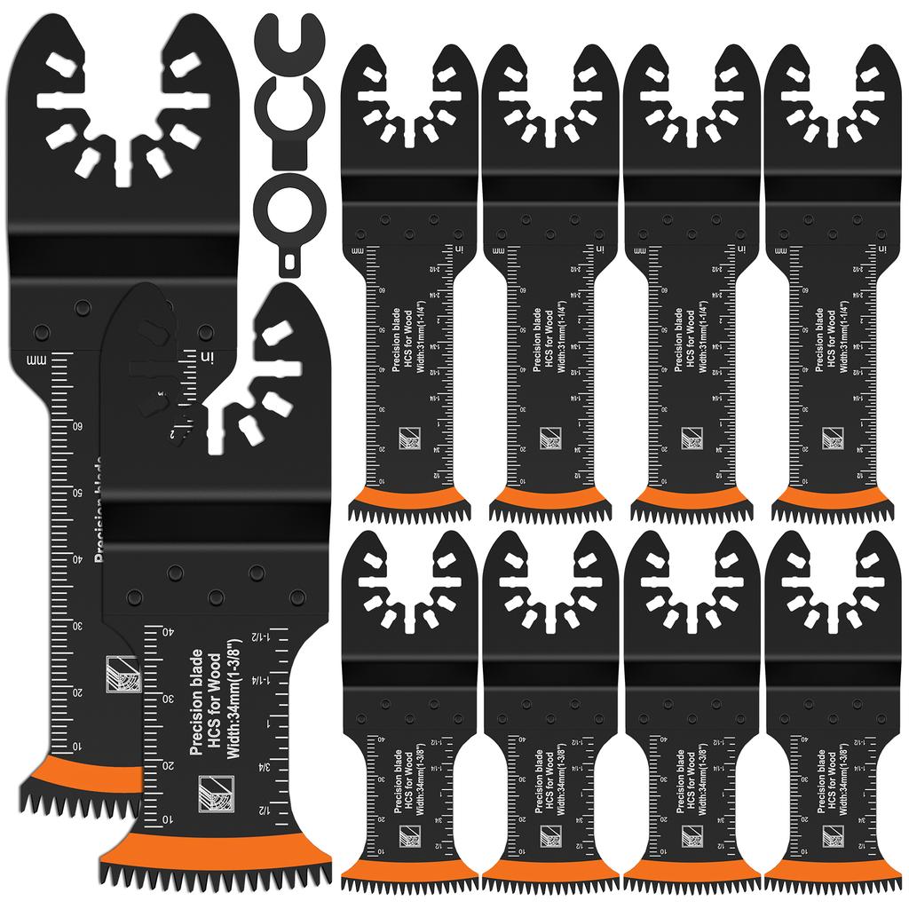 Oscillating Saw Blade Set 10/18/26Pcs Universal Titanium Bimetal Oscillating Multitool Blade with 3 Adapter for Wood PVC Cutter