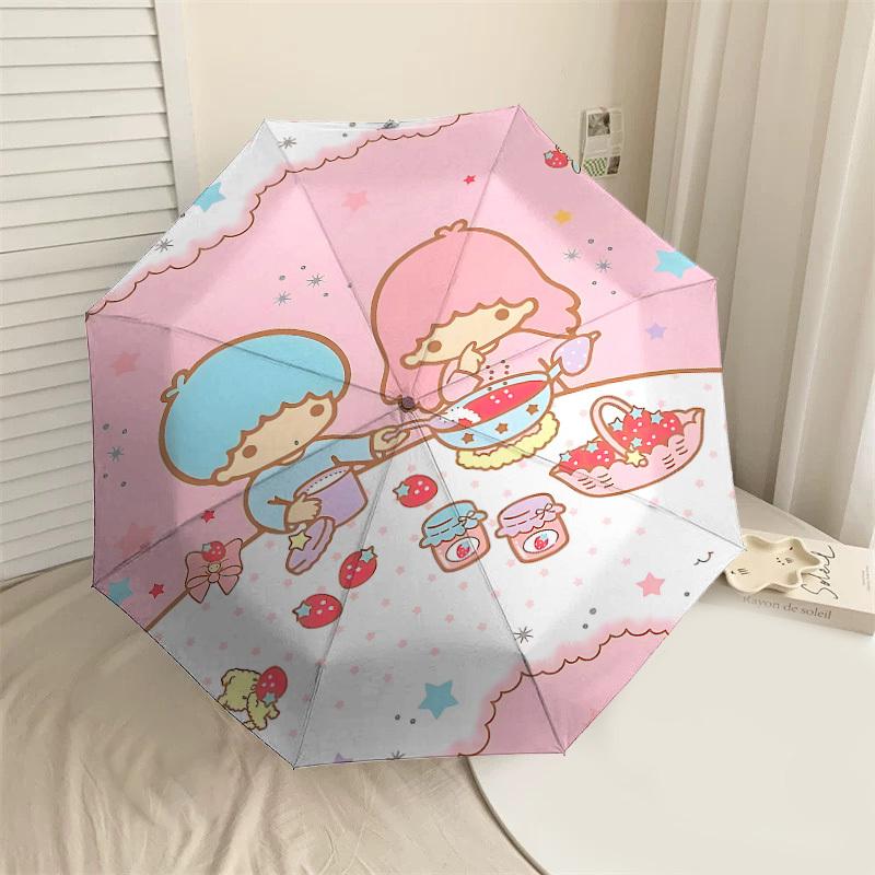 

1PC strawberry jam little twin stars Umbrella-8-Rib Reinforced, Automatic Open, Lightweight & Durable, Cute Fashion Accessory for Outdoor-P75
