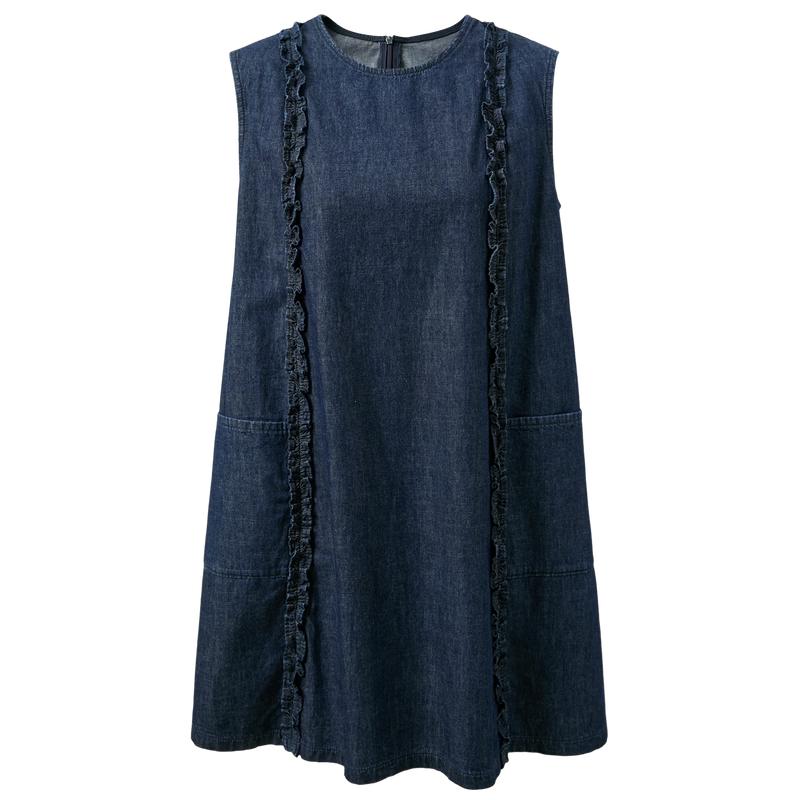 SanCai 2026 Summer 100% Cotton Denim Babydoll Dress M