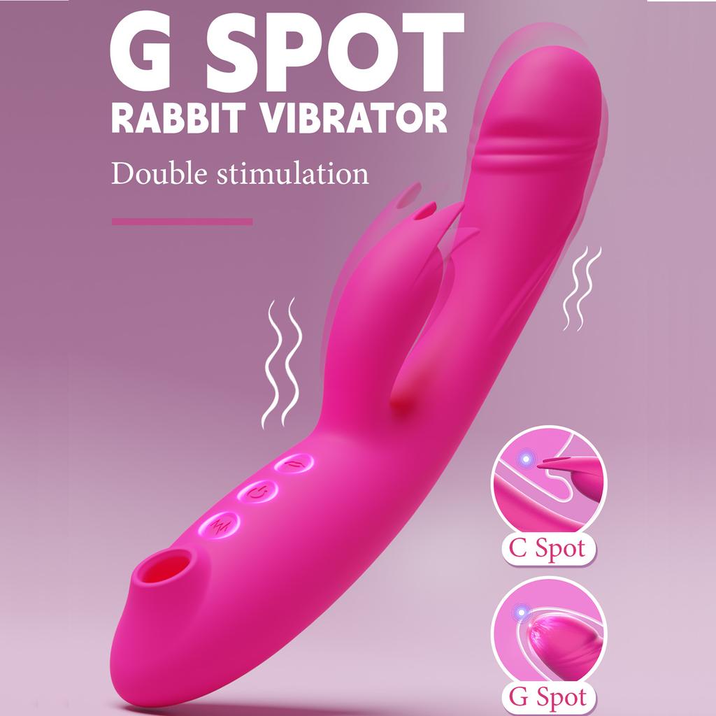 3 in 1 Rabbit Clitoral Vibrator with Multi Sucking Mode Female Male G-spot Anal Stimulation Sex Toys