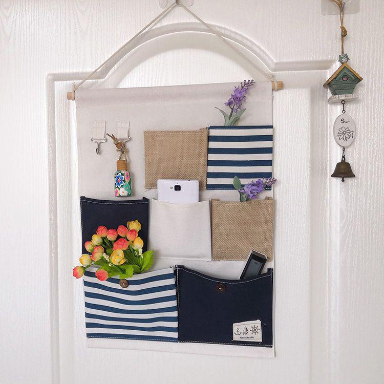 Multi-layer Fabric Hanging Storage Bag for Dormitory and Wardrobe Door, Wall-Mounted Phone Organizer
