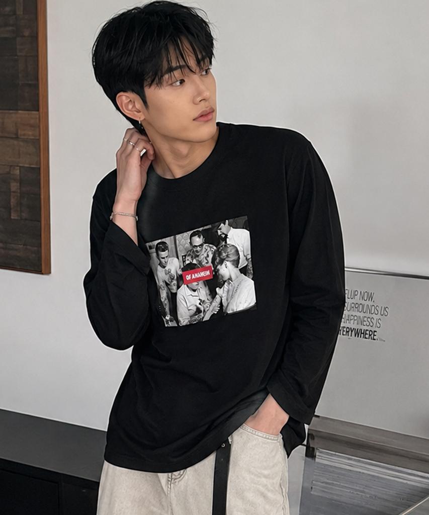 GRAVER ORDINARY [Odnr Unisex] Tattoo Long Sleeve T-Shirt_Charcoal