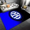 Blue and Black Carpet with Circular White Geometric Symbol Design Suitable for use as an anti-slip for living room bedroom sofas