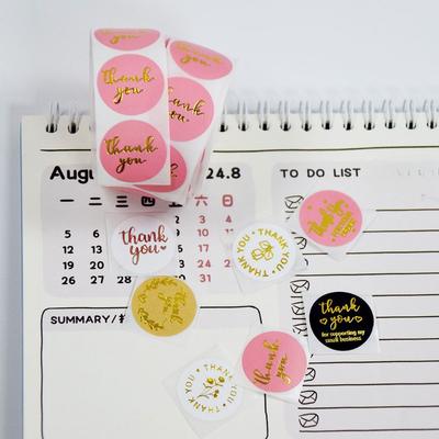 500 Stickers/roll of Gold Foil Thankyou Stickers Gift Card Boxes Party Packaging Decoration Baked Goods Packaging