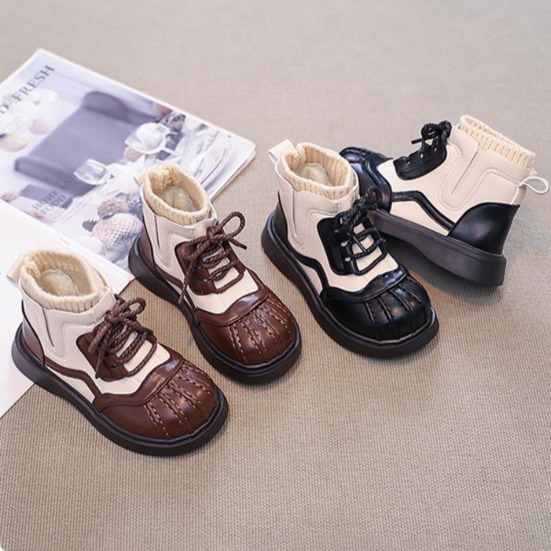 Dívčí sametové kotníkové boty Dětské módní boty v britském stylu Dívčí super měkké zimní boty