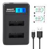 Portable Travel Outdoor USB Charging LCD Dual Slots Charger for NP BX1 Battery Black