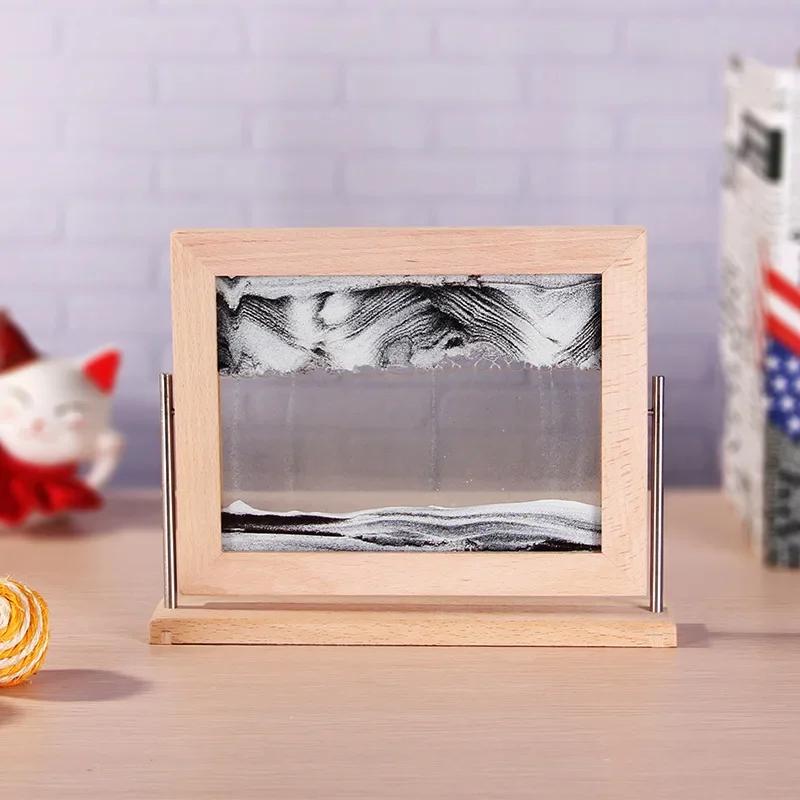 

Вращающийся песочный пейзаж, картина из движущегося песка, зыбучий песок, 3D динамические жидкие песочные часы, кинетическая картина из текущего песка, домашний декор, подарки