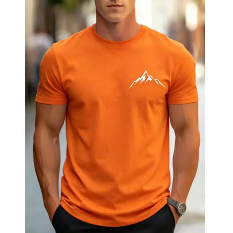 Simple Style Mountain Graphic T Shirt 3D Print Short Sleeve Solid Color Daily Casual Tops Summer Street Unisex Clothes