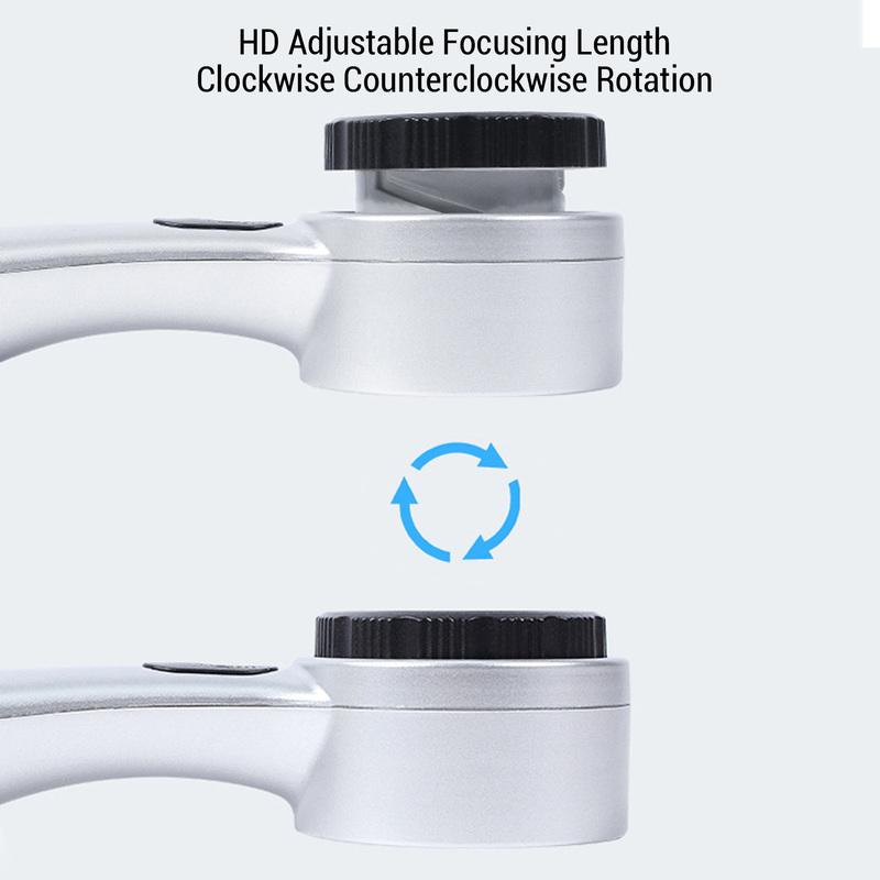 30X Handheld Magnifier LED Lighted Rechargeable Magnifying Glass for Jewelry Calligraphy Inspection 4 Lighting Modes