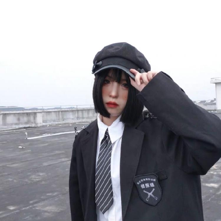Japanese Leather Buckle Beret Octagonal Hat Warm Artist Hat All-match for Women