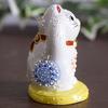 Kutani Ware Maneki-neko (Beckoning Cat) Right Hand, Gold Koban White Mori, N-007F