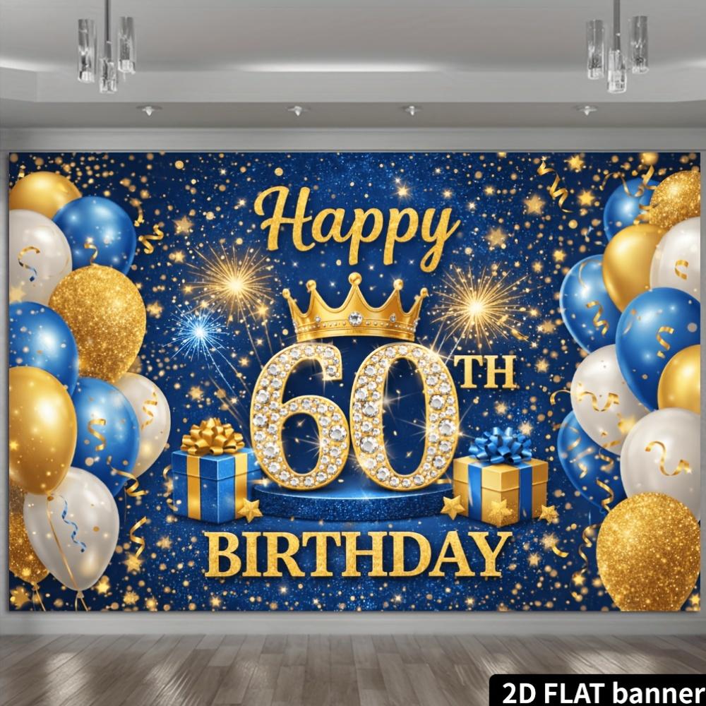 2D plane 60th birthday party banner background fabric, suitable for indoor and outdoor 60th birthday celebrations