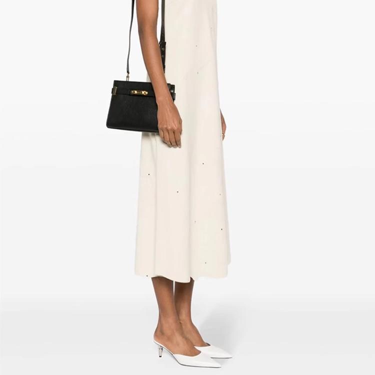 Bally Solid Color Minimalist Horizontal Square Leather Shoulder Crossbody Bag Small Women Bags Black 6307145