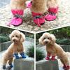 4pcs/set Waterproof Dog Boots Plush Dog Shoes Anti-slip Rain Boots Footwear Small Cat Dog Puppy Pet Booties Pet Paw Accessories