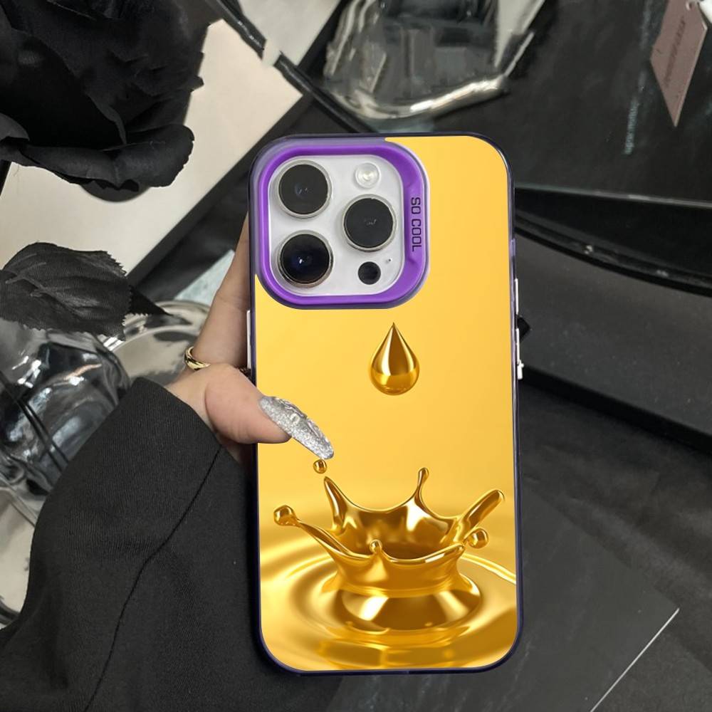 Cool Precious Gold Art Phone Case For iPhone 16,15,14,17,13,12,11,XS,Mini,Pro,SE,MAX Purple Matte Silicone Cover