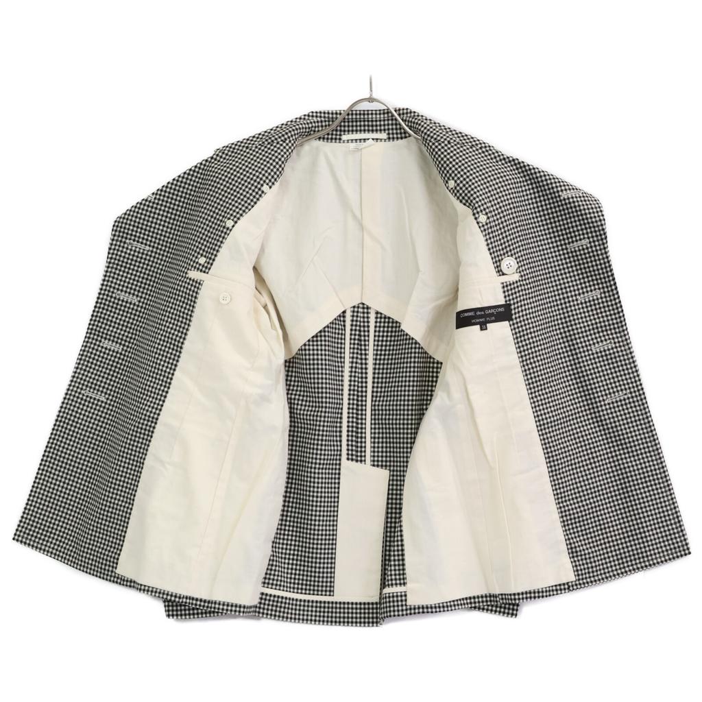 COMMEdesGARCONS HOMME PLUS PI-J045 Black x White Gold Check P Coat coat XS Black WhiteUsed