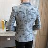 High Quality Men's Blazer Spring Fashion Men Korean Printed Slim Formal Wedding Party Prom Suit Jacket