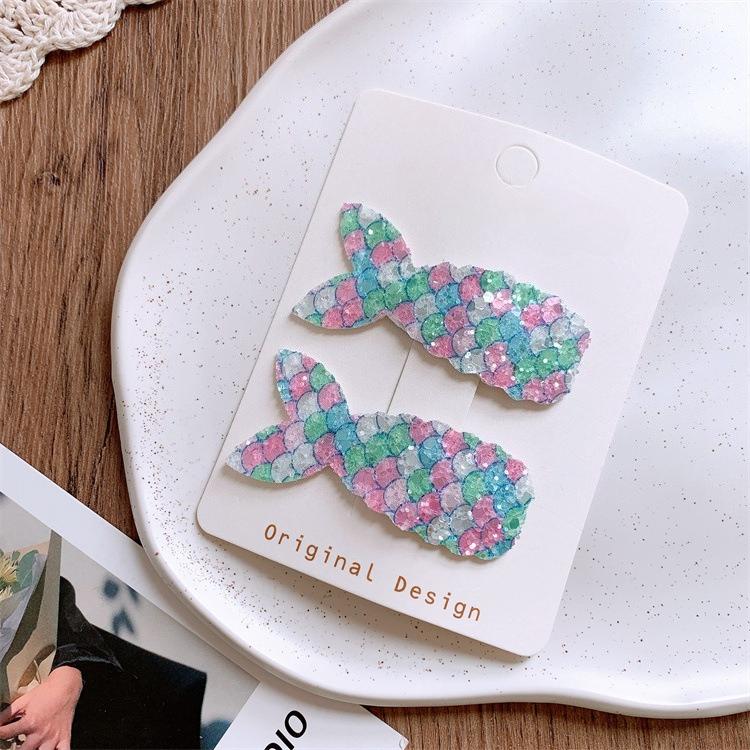 Shiny Mermaid Tail Hair Clips for Girls. Colorful Sparkling Design, Cute BB Clips for Bangs Hair, Perfect for Little Princesses
