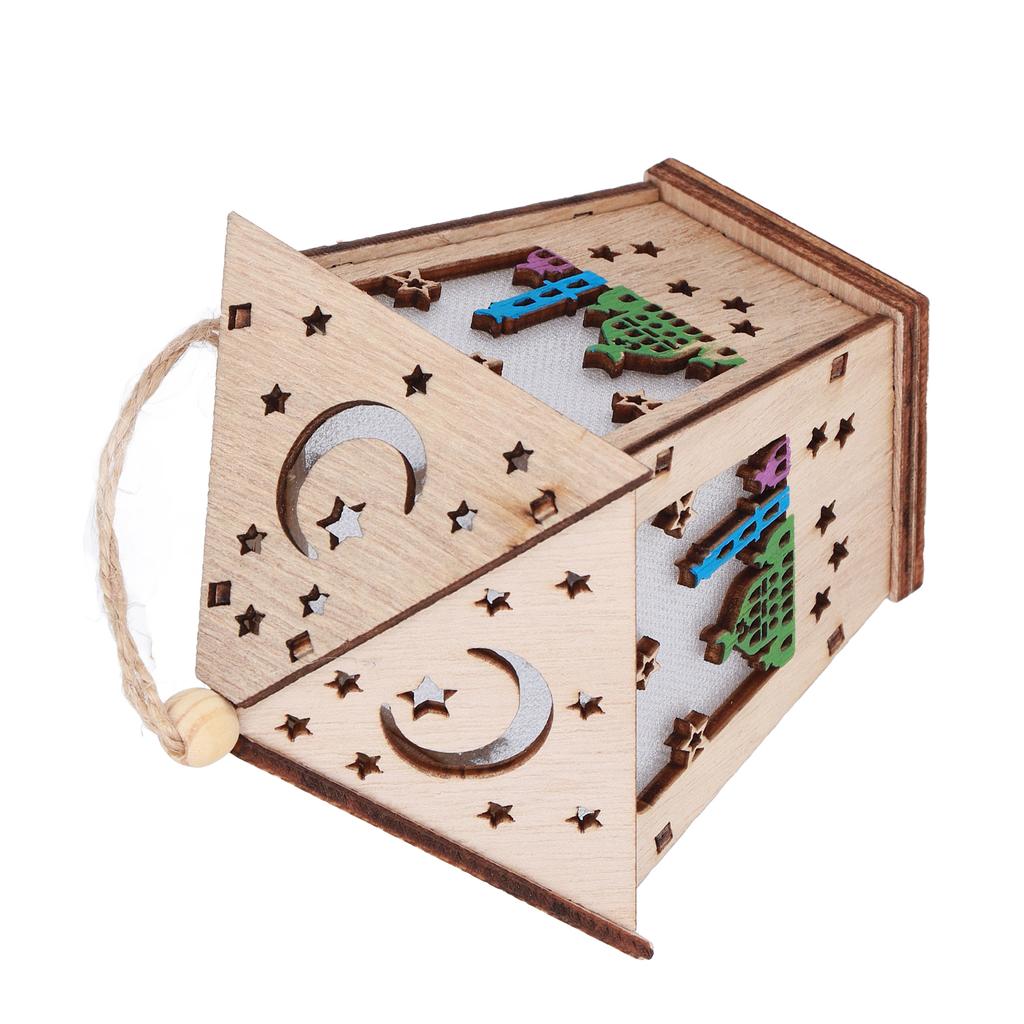 Ramadan Lamp Three Dimensional House Shape Unique Design Hanging Light Wooden Decorative Lamp