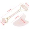 Natural Double Head Rose Quartz Jade Stone Roller & Scrapping Plate Face Massage Tool Kit
