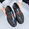 Spring and Autumn Men's Leather Shoes Thick Bottom Versatile Casual Tassel Design Work One Step Casual Leather Shoes