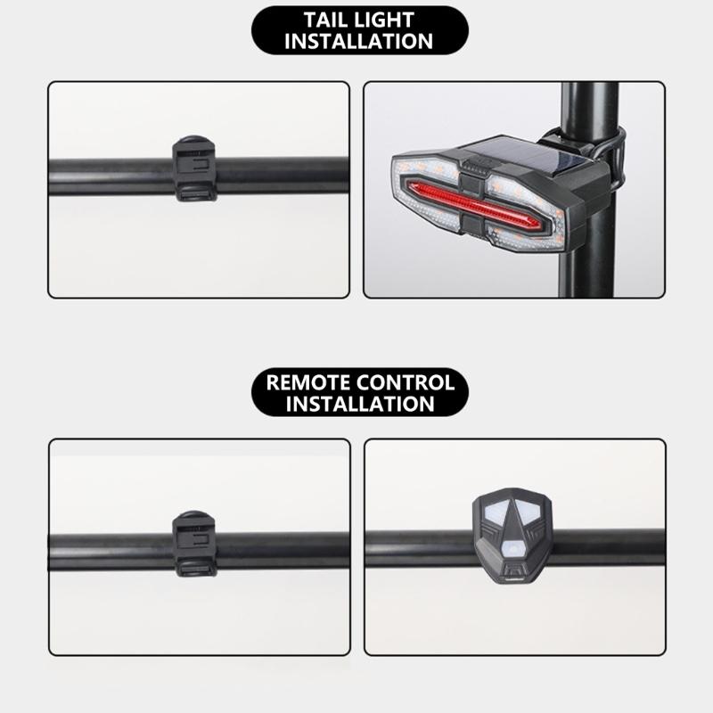 Solarladung 4 Beleuchtungsmodi Sicherheitswarnung Rücklicht LED Fahrräder Rückleuchte Wasserdichtes Rücklicht Fahrräder Rücklicht