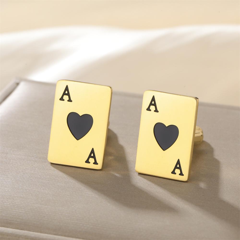 I Miei Gemelli a Forma di Picche A Acciaio Inossidabile Gemelli Uomo Carte da Gioco Poker Gemelli Camicia da Matrimonio Camicia da Lavoro Completi Gioielli