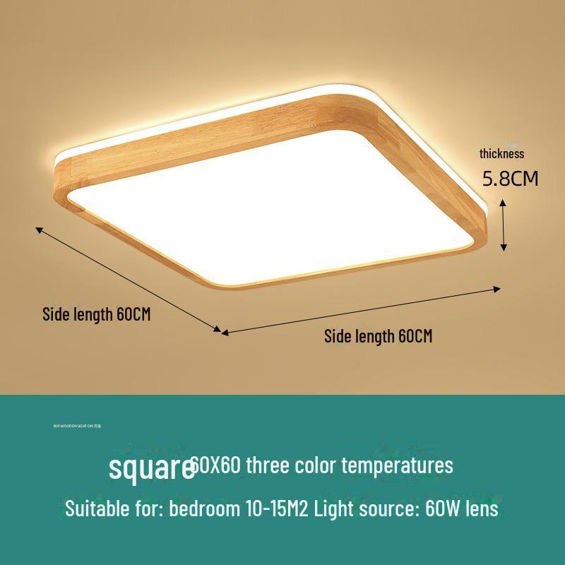 Nordic Modern Wooden Ceiling Lamp - Full Spectrum, Smart Rectangular Light for Living Room, Bedroom or Study