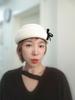 White Elegant Bow Curled Wool Woolen Top Hat Female Autumn And Winter Warm Japanese Felt Cute Versatile Socialite