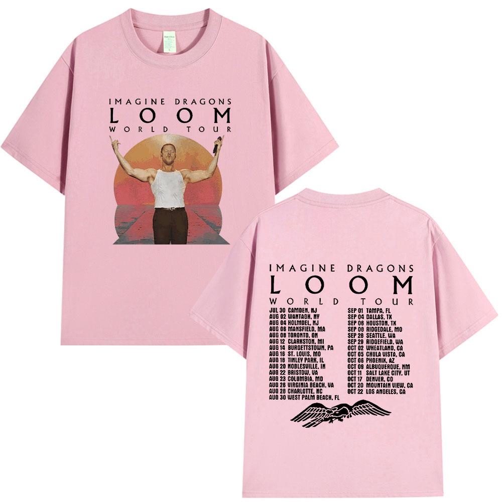 Rock Band Imagine Dragons Loom World Tour T Shirt Hip Hop Street Style T-shirt Men's Women Clothing Cotton Short Sleeve T-shirts