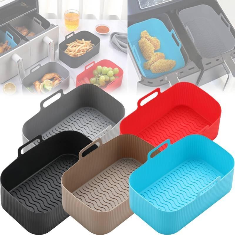Air Silicone Fryer Pot Rectangle Baking Tray Basket Non Stick Kitchen Tools