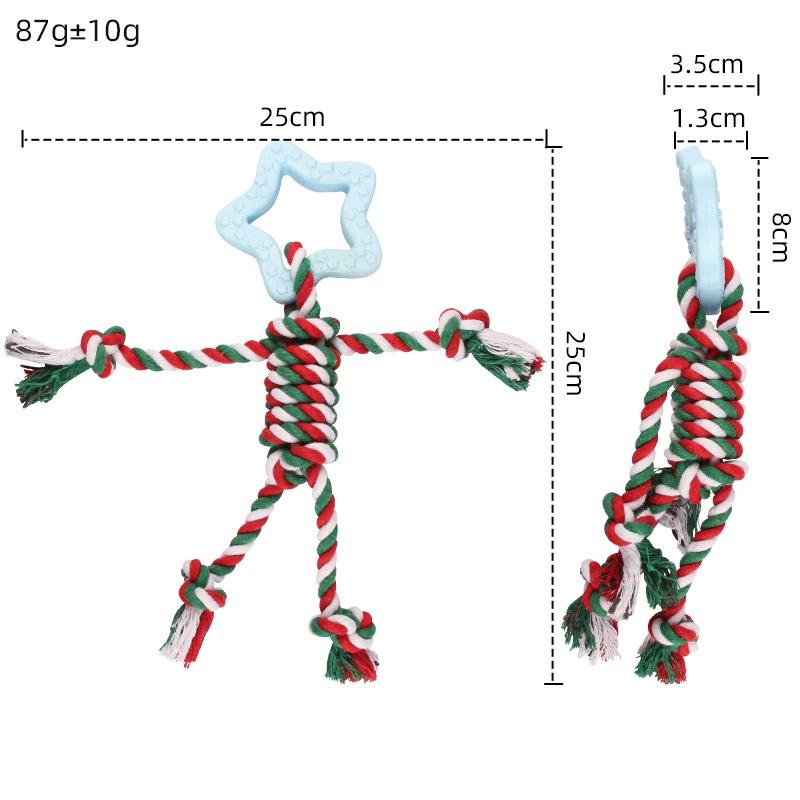 Odporny na zużycie Odporny na gryzienie Węzeł z liny Zabawka Lina bawełniana Przyjazna dla zębów Zabawka do żucia dla psa Kształt człowieka Gwiazda Lina dla zwierząt dla psów Szlifowanie zębów Ulga w nudzie