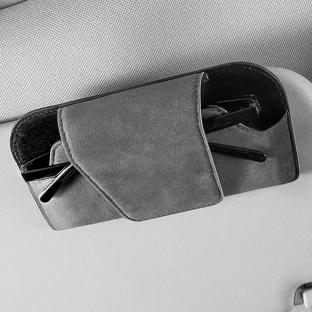 Car Glasses Holder Storage Tools Sun Visor Glasses Holder Premium Wear-Resistant Sunglasses Protective Box Car Interior Storage