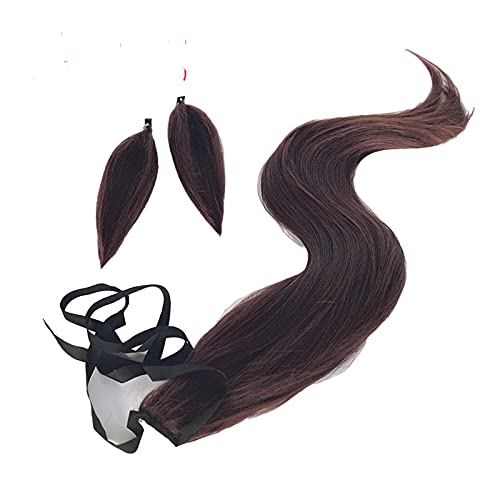 Heat-Resistant Cosplay Wig for Disguise, Includes Net and Comb, Wig, Ears, and Tail (Rice Shower)