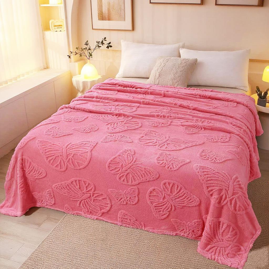 Solid Color Coral Fleece Blanket Winter Flannel Bed Sheet Four Seasons Universal Office Nap Throw Blanket